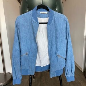 alice and olivia demin bomber jacket small